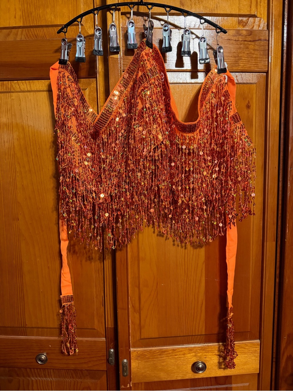 Beaded Fringe Orange “Skirt” - Picture 1 of 3